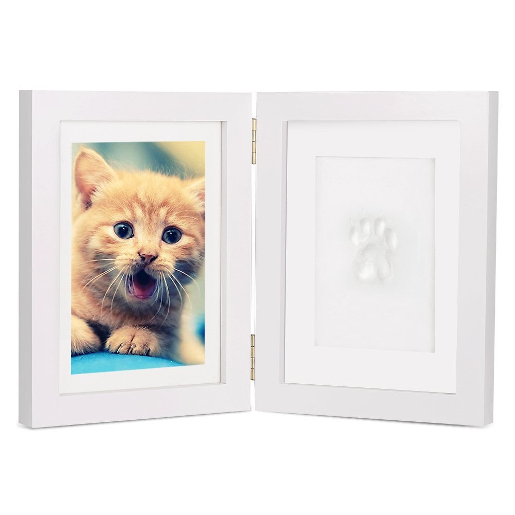 White Personalized Dog Or Cat Pet Memorial Frame Paw Prints Desk White Personalized Dog Or Cat Pet Memorial Frame Paw Prints Desk Photo Modern Wall Hanging Double Picture Frames With Clay Imprint Kit Perfect Pets