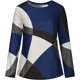 thumbnail image 5 of Suéteres de cuello redondo con mangas largas y rayas en bloques de color para mujer [azul, 4XL], 5 of 8