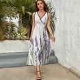 thumbnail image 3 of Lavender Flowers on White Background Dress Fashion Boho Beach Long Dresses Female Party Printed Maxi Dress, 3 of 9