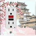 thumbnail image 1 of Metal Light Switch Plate Cover Japanese Pink Sakura Flower House Brown FLW127, 1 of 13
