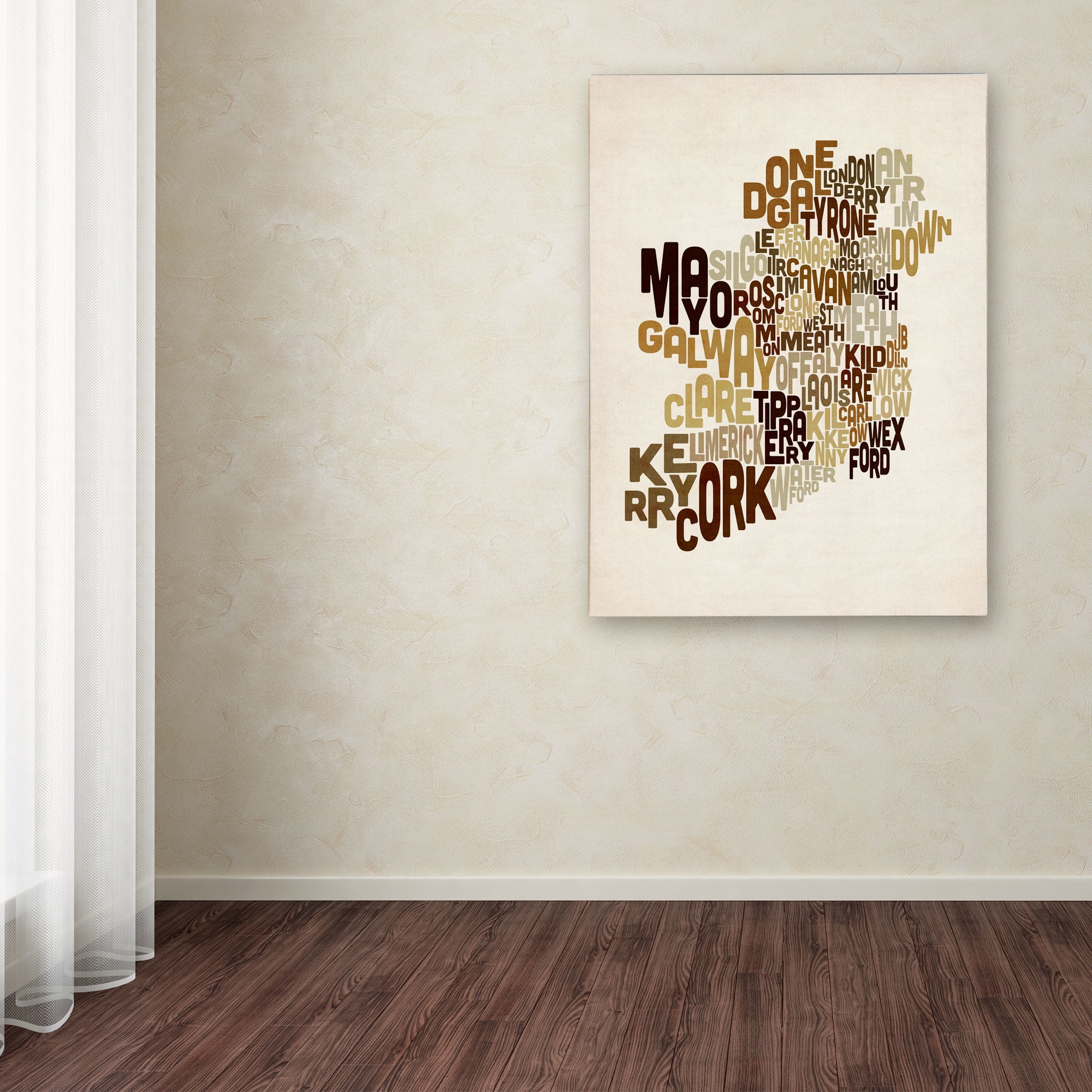 Trademark Art 'Ireland Text Map 2' Canvas Art by Michael Tompsett