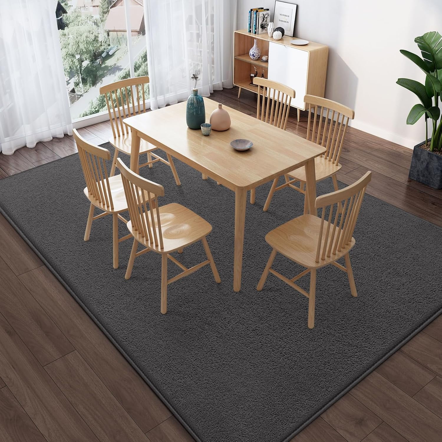 Arogan Soft Low Pile Rug Modern Area Rugs for Bedroom Living Room,Suitable for Boys Girls Teenagers and Adults with Super Soft Touch , Dark Gray , 4' x 6'