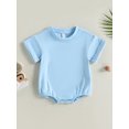 thumbnail image 2 of ZINTAOZT Baby Boys Girls Summer Bubble Romper Infant Short Sleeve Oversized Plain T-Shirt Bodysuit Cotton Blend Clothes, 2 of 8