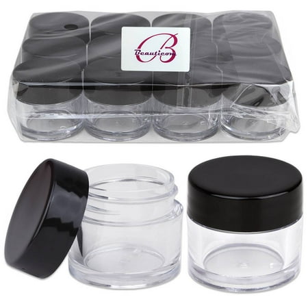 Leak Proof Containers - 7g/7ml High Quality Acrylic Leak Proof Clear Container Jars with Black Lids 12pcs
