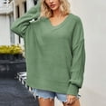 thumbnail image 6 of Annhoo Sweater for Women Casual Long Sleeve V Neck Knitted Tops Fall Winter Loose Comfort Pullover Sweater Tops, 6 of 7
