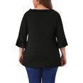 thumbnail image 4 of DARING DIVA Women's Plus Ruffle V Neck Tunic Dressy Top 1X Black, 4 of 6