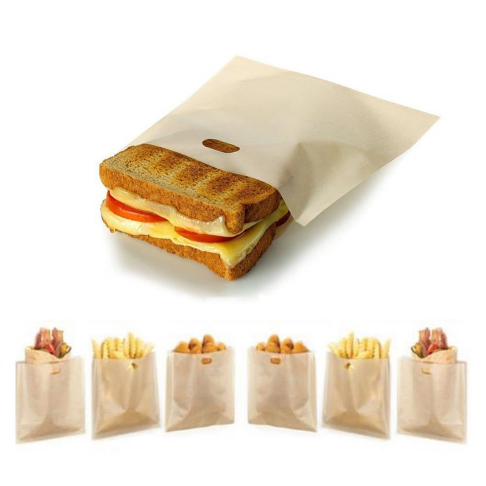 5x Toaster Bags for Grilled Cheese Sandwiches Reusable Non-stick Bread Bags New 