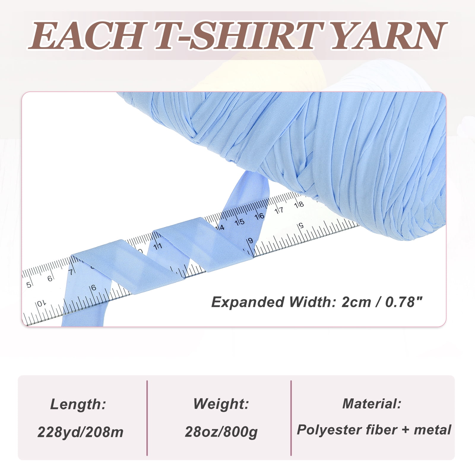 Uxcell T-Shirt Yarn for Crocheting with Hook, 800g/228 Yards Yarn(Sky Blue)