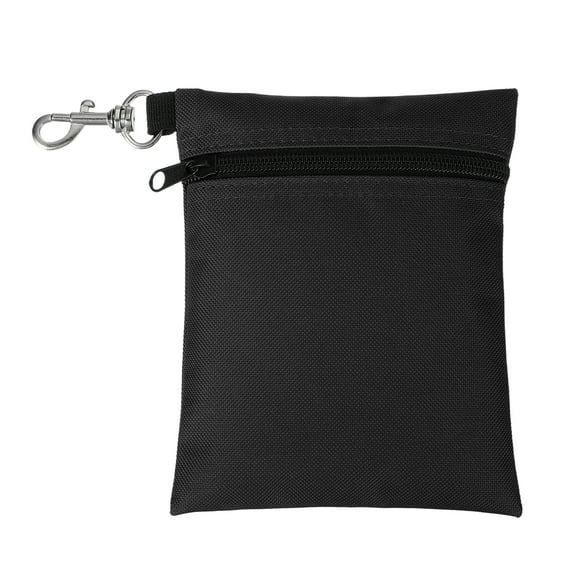 Uxcell Golf Tee Pouch, Zipper Golf Ball Bag 6.7 x 5 in with Metal Lobster Claw Clip Storage Bag Waterproof - Fit for (Tees Balls/Valuables Holder/Men Women Golf Gift) Black