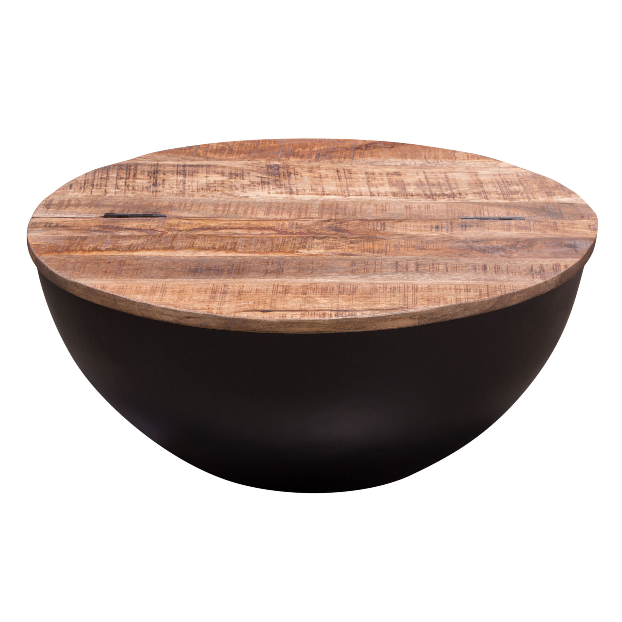 M Round Drum Storage Tail Table, Round Drum Coffee Table With Storage Walnut Bowl Shaped
