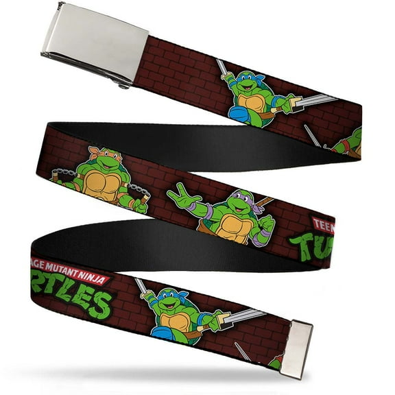Adjustable Belt, Clamp Buckle, Cut-to-Fit, Ninja Turtles Battle Poses Group Pose