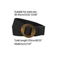 thumbnail image 3 of Womens Woven Stretch Belts, Straw Rattan Wooden Buckle Elastic Wide Waistband Waist Belt for Dress Black 23.62-33.46", 3 of 4