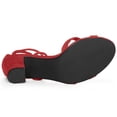 thumbnail image 6 of BLISSFUL STEP Women's Sandals High Block Heels Solid Color Lace up Sandals Red Heel 11.5, 6 of 7
