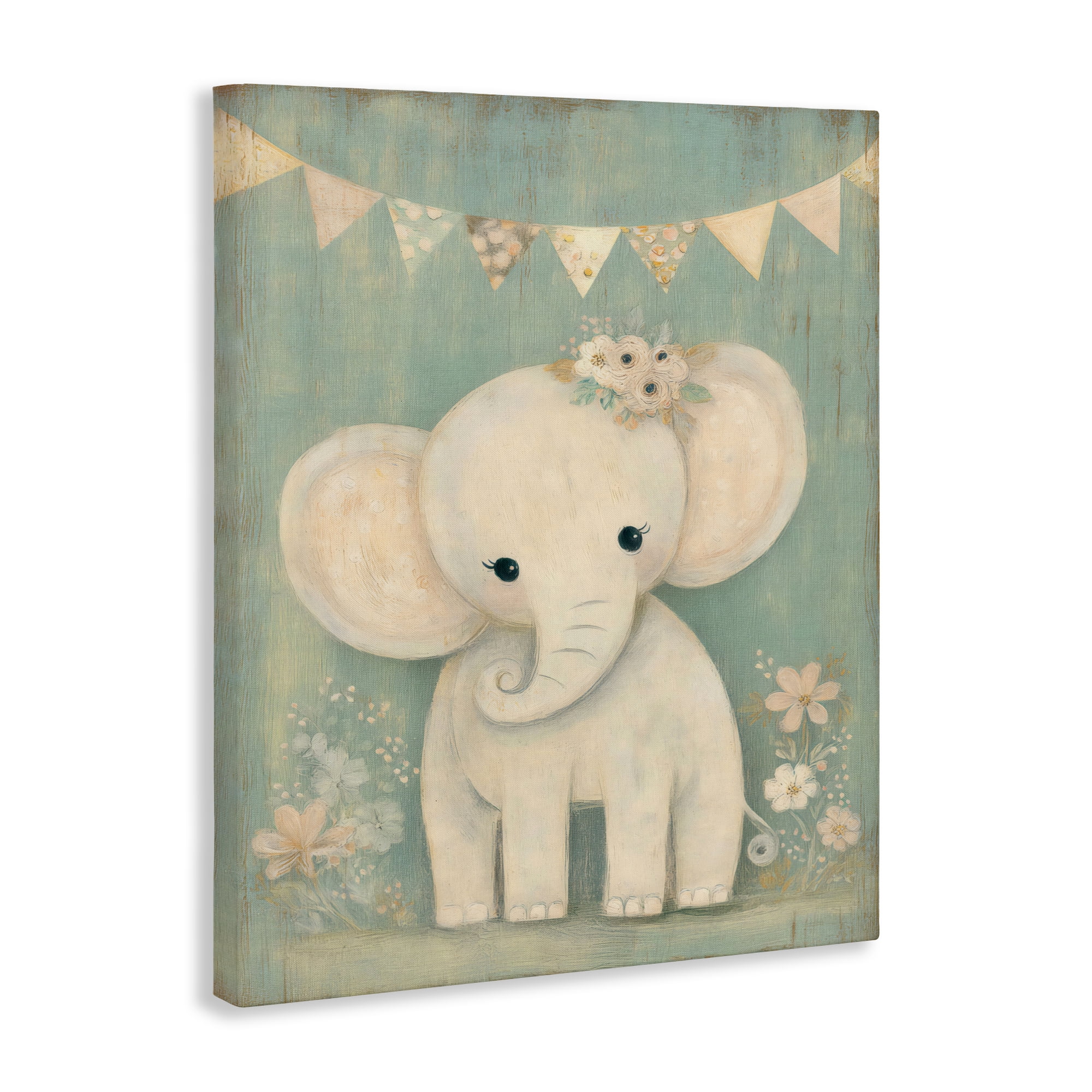 Stupell Industries Elephant with Overhead Banner Canvas Wall Art, design by Ink Drop Loft