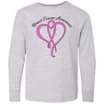 thumbnail image 3 of Inktastic Breast Cancer Awareness with Pink Ribbon Heart Long Sleeve Youth T-Shirt, 3 of 5