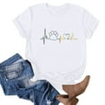 thumbnail image 4 of Pimelu Valentines Shirts for Women Womens Tops Womens Tshirts Summer Casual Round Neck Short Sleeve Basic Fit Tee Tops Fashion Dog Paws ECG Print Valentines Day Blouses, 4 of 4