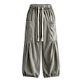 thumbnail image 7 of Bxsruta Womens Cargo Pants Wide Leg Baggy Joggers Drawstring Elastic Waist Casual Trousers with Pockets, 7 of 7
