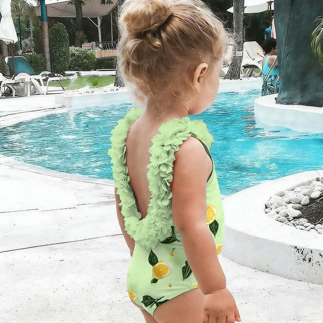 Odeerbi Traje de Baño de Una Sola Pieza Hawaiano de Niñas 6M-4Y Sin Espalda Traje de Baño de Playa Seco Rápido Traje de Baño de Verano