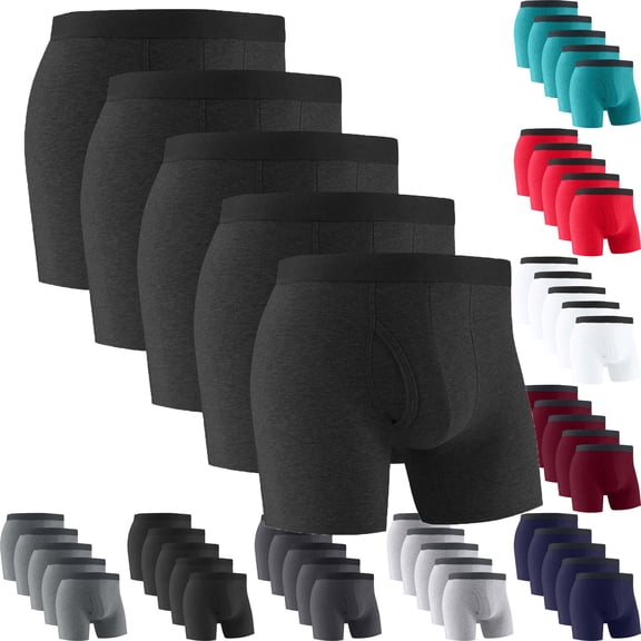 Maoxin Mens Boxer Briefs Large Size Extra Long Open Breathable Sports Boxers Pants Underwear For Men Black L