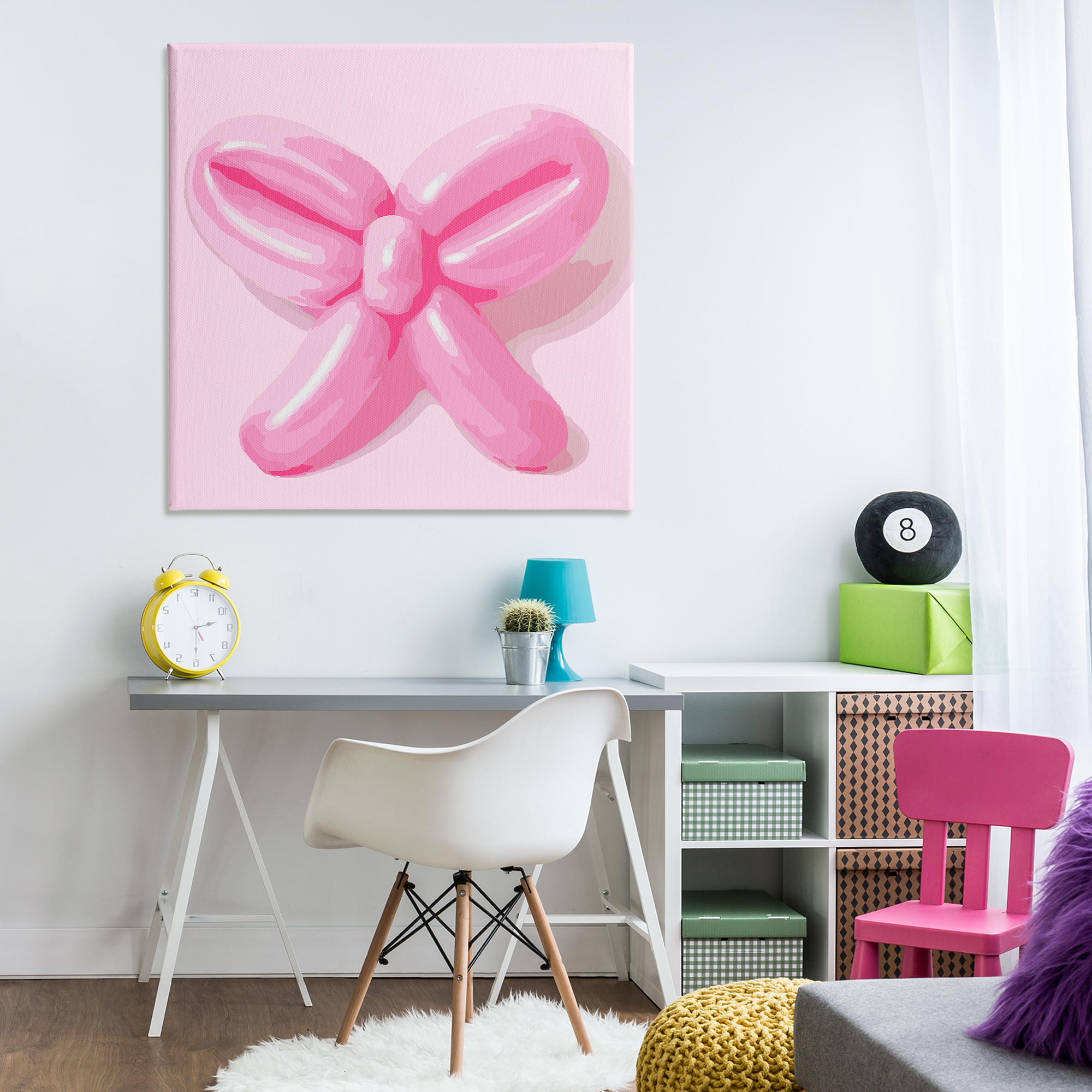 Stupell Industries Pink Balloon Bow Abstract Painting Wrapped Canvas Art Print Wall Art, 36 x 36