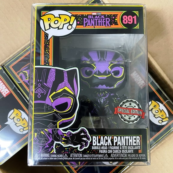 Funko Pop Marvel : Black Light : Black Panther #891 Vinyl Figure w/Pop Protector
