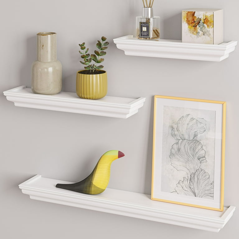 White wood wall shelf discount