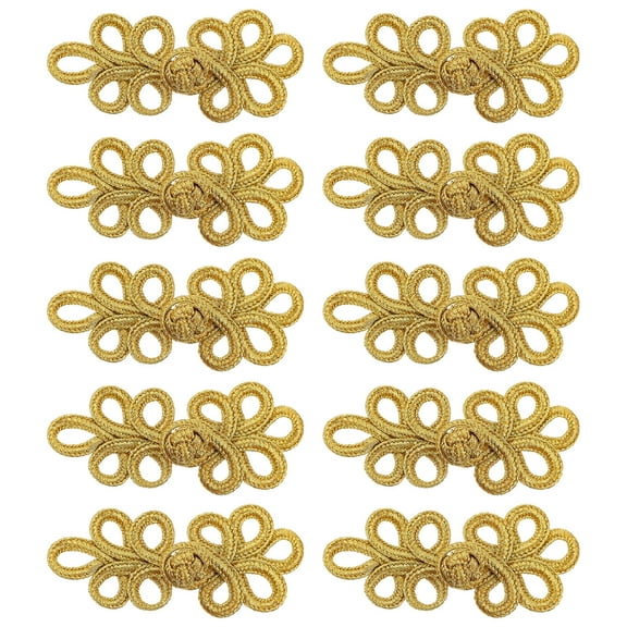 Phenofice 10Pcs Golden Chinese Knots Buttons Knot Loop Shape for Clothing Accessories Fastener Decorative present Giving