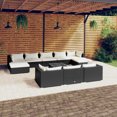thumbnail image 1 of vidaXL 11 Piece Garden Lounge Set with Cushions Black Poly Rattan, 1 of 5