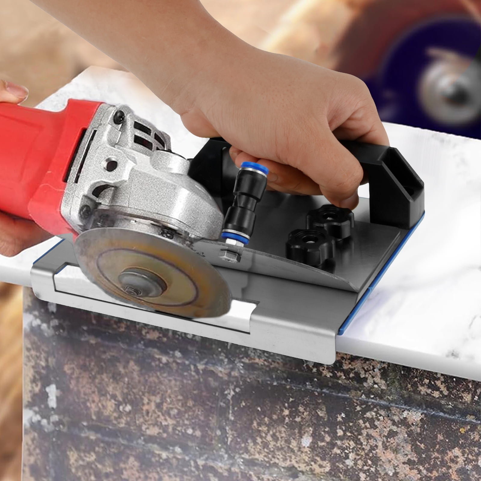 Angle Grinder Stand For Tile Cutting – 45° Chamfer Holder With Secure Clamp, Fits 100-Type Grinders