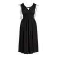 thumbnail image 2 of Time and Tru Women's V Neck Smocked Midi Dress, Sizes XS-XXL, 2 of 2