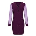 thumbnail image 4 of Diufon Womens Sequin Dresses Half Zipper V Neck Long Sleeve Dress Solid Color Mini Dress, 4 of 6