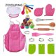 thumbnail image 1 of KAIYANG Juego de 26 piezas de cocina y repostería para niños, delantal de cocina para el hogar, color rosa, 1 of 4