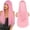 Pink, variant on Wig, women's bangs mid split long straight hair set suitable for daily and party use