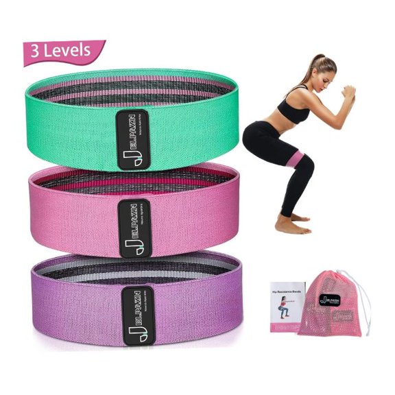 JELPAZN Fitness Set – 3 Fabric Resistance Bands (Pink, Sky Blue, Light Purple) – Non-Slip Elastic Band for Legs, Glutes & Home Workout Gym,yoga,Sports accessories for women and men Home fitness