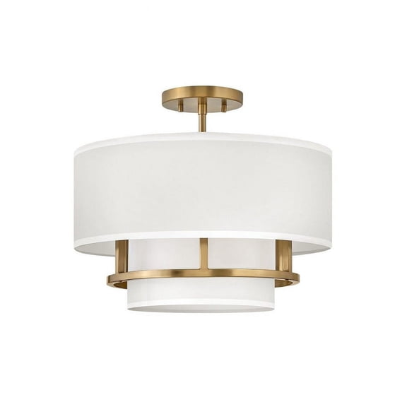 38893LCB-Hinkley Lighting-Graham - 3 Light Medium Semi-Flush Mount in Transitional Style - 16 Inches Wide by 13.75 Inches High-Lacquered Brass Finish