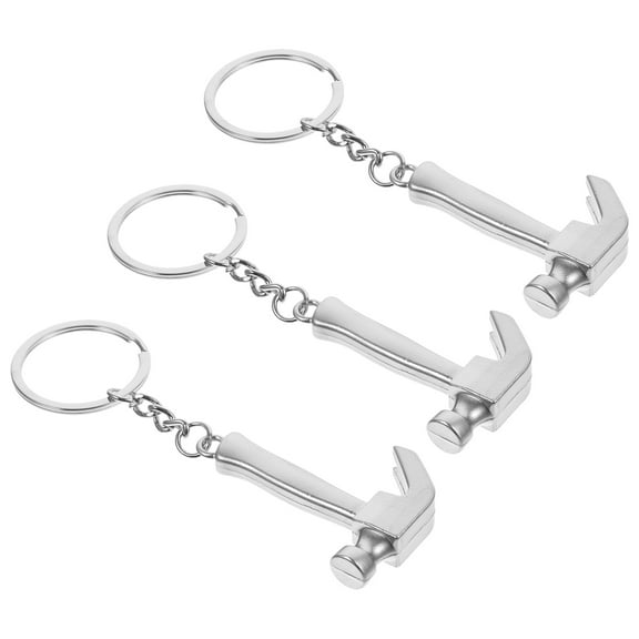 COMPUKAS 6 Pcs Mini Hammer Key Chain Metal Key Ring Bag Pendant Practical Keyring Creative Keychain Silver