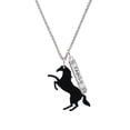 thumbnail image 2 of Delight Jewelry Acrylic 1.5 Black Horse Silvertone Family Bar Charm Necklace, 23", 2 of 4