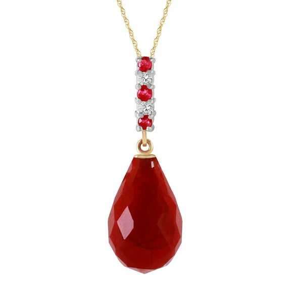 Galaxy Gold 14K Yellow Gold 8.95 Carat Natural Diamonds and Ruby Pendant Necklace - July Birthstone - Passion & Protection - 16" to 24" - Fine Jewelry for Women
