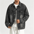 thumbnail image 4 of Akmaiox Men's & Big Men's Denim Jacket Button Up Long Sleeve Shirts Regular Fit Jean Trucker Jacket with Pockets Dark Gray XXXL, 4 of 7