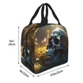 thumbnail image 2 of KLL Flower Field Skull Print Insulated Lunch Bag Women, Reusable Cute Tote Lunch Box for Adult & Men, Leakproof Cooler Lunch Bags for Work Office Travel Picnic, 2 of 5