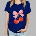 thumbnail image 4 of Rezuofi 1 Pcs Women's Graphic Vintage Tees Cherry Bow Letter Print Round Neck T Shirt Casual Summer Short Sleeve Trendy Tops, 4 of 5