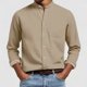 thumbnail image 1 of Ceisia Men's Regular-Fit Stand-Collar Single-Patch-Pocket Long-Sleeve Shirt Multi-Solid Gift, 1 of 6