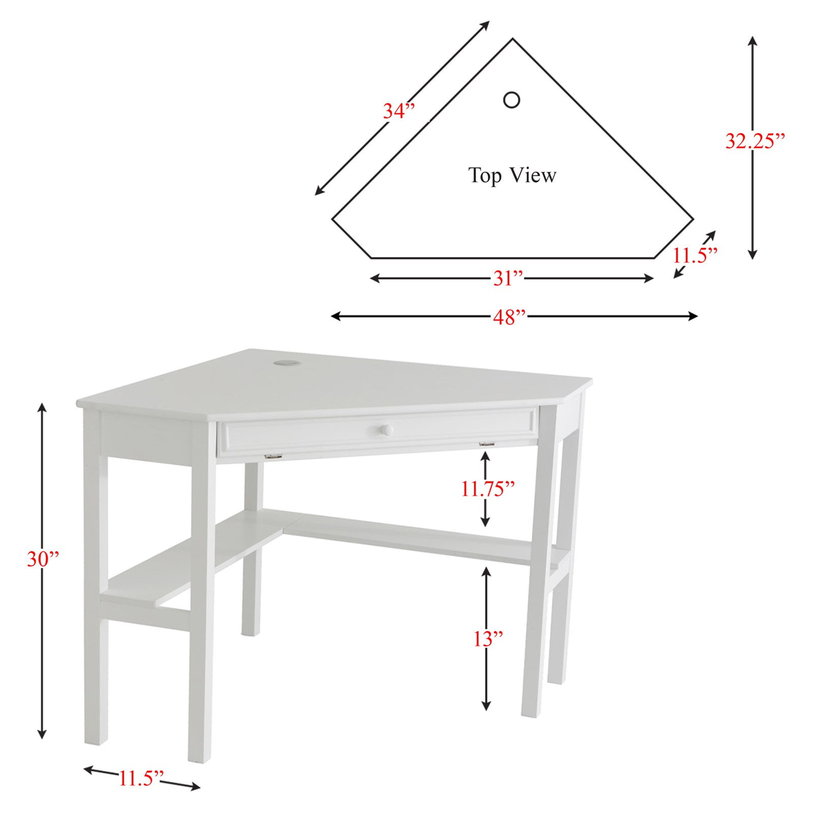 Southern Enterprises White Corner Computer Desk