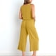 thumbnail image 3 of ICHUANYI Clearance2PC Fashion Woman Round Neck Solid Sleeveless Blouse +Loose Pockets Pants Sets(Yellow, S) ICHUANYI WER20232080500409, 3 of 7