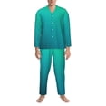 thumbnail image 3 of Lsque Green Turquoise Teal Pattern Long Sleeve Pajama Set for Men - Soft 2-Piece Sleepwear and Loungewear Set with Pockets, Comfy Nightwear-X-Large, 3 of 7