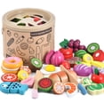 thumbnail image 1 of Juego de comida WHOHOLL de madera para niños con cesta de 2 pulgadas en forma de Y, 1 of 7