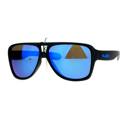 SA106 Kush Mens Thick Plastic Aviator Color Mirror Lens Sport Sunglasses Blue