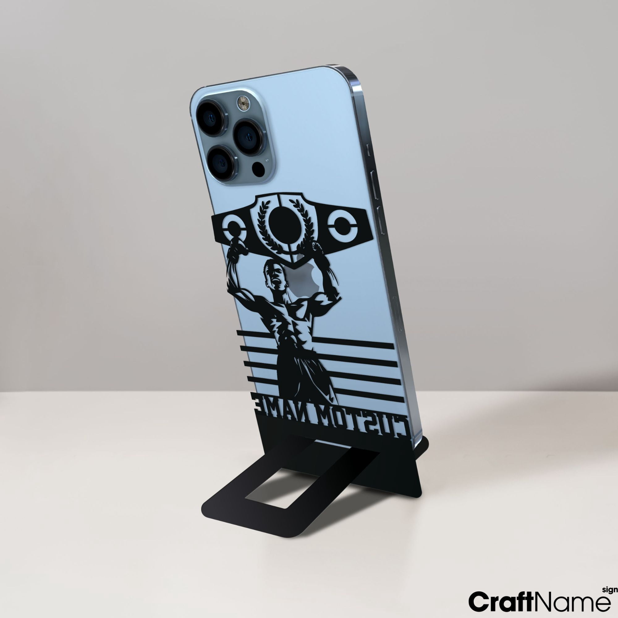 Craftnamesign Custom Boxing Metal Cell Phone Desk Holder, Metal Boxing Phone Holder Phone Stand