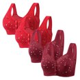 thumbnail image 1 of LOVZFMLL Soutiens-Gorge pour Femmes 4 Pcs Soutien-Gorge en Dentelle Confortable Respirant Sans Armatures Rouge P, 1 of 3