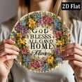 thumbnail image 4 of 2D Flat, God Bless This Home Vintage Floral Round Aluminum Wall Art, 8x8 Inch - Colorful Wreath Design for Holiday Parties Home Decor, Decorations for Home, Perfect for Room Decor, 4 of 6